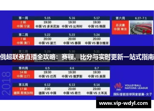 俄超联赛直播全攻略：赛程、比分与实时更新一站式指南